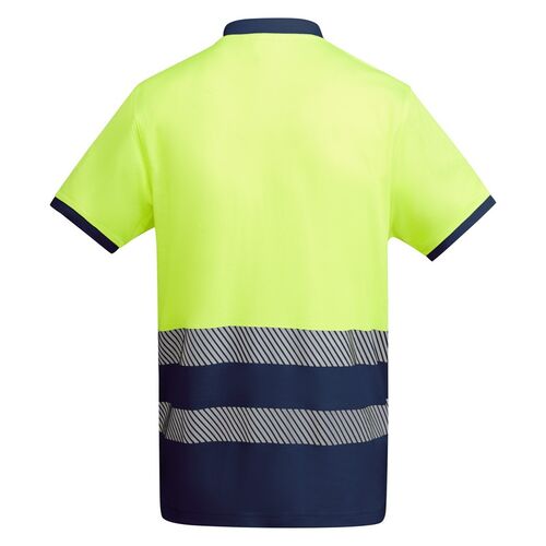 Polo de alta visibilidad con algodón Mod. GOF ATRIO Amarillo Fluor / Azul Marino Talla XL